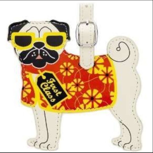Leather Luggage Tag All You Need Is A Pug Aqua Dog Luggage Tags For Suitcase Travel Lover Gifts For Men Women 4 PCS